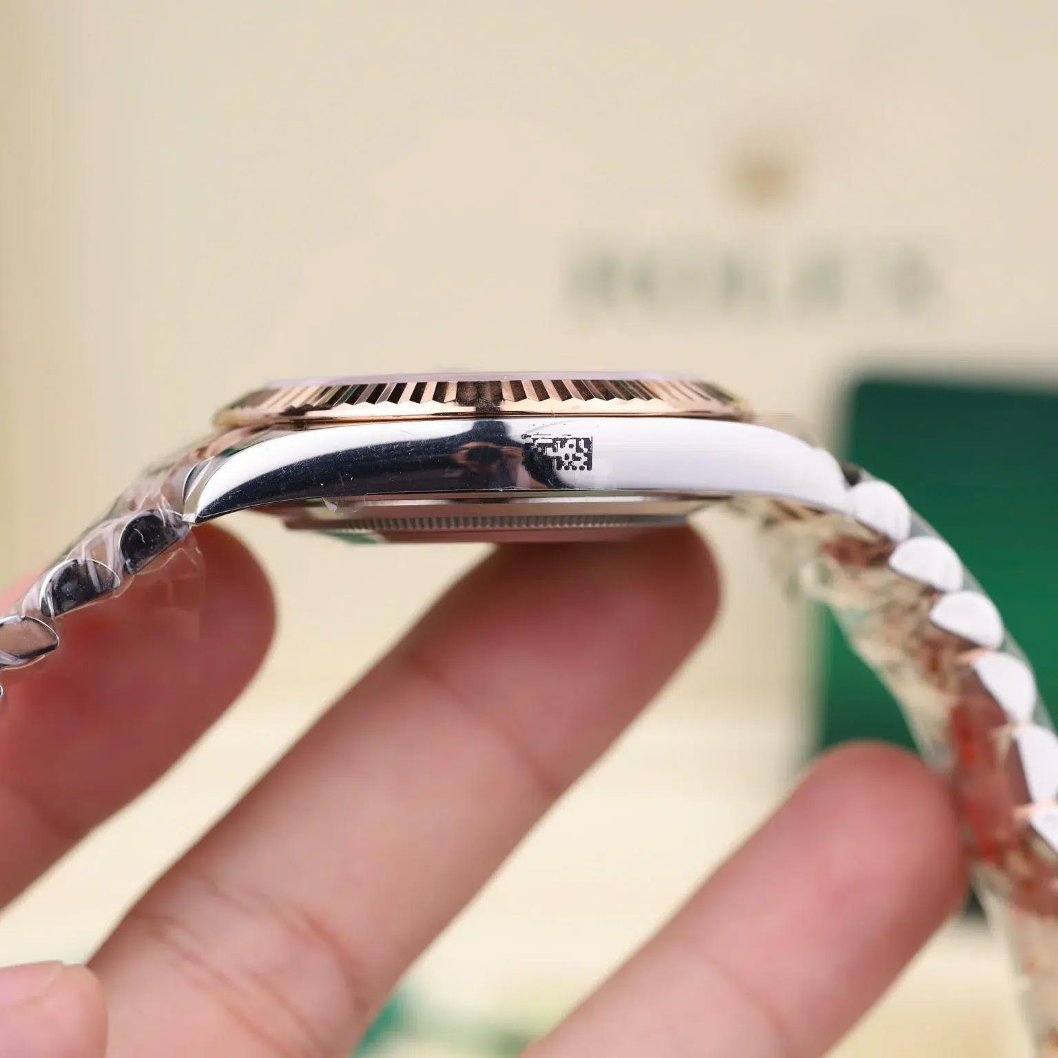 Rolex Datejust 126331 Steel & Rose Gold Custom Black Mother of Pearl Dial Moissanite Markers Jubilee 11 Best Edition 41mm