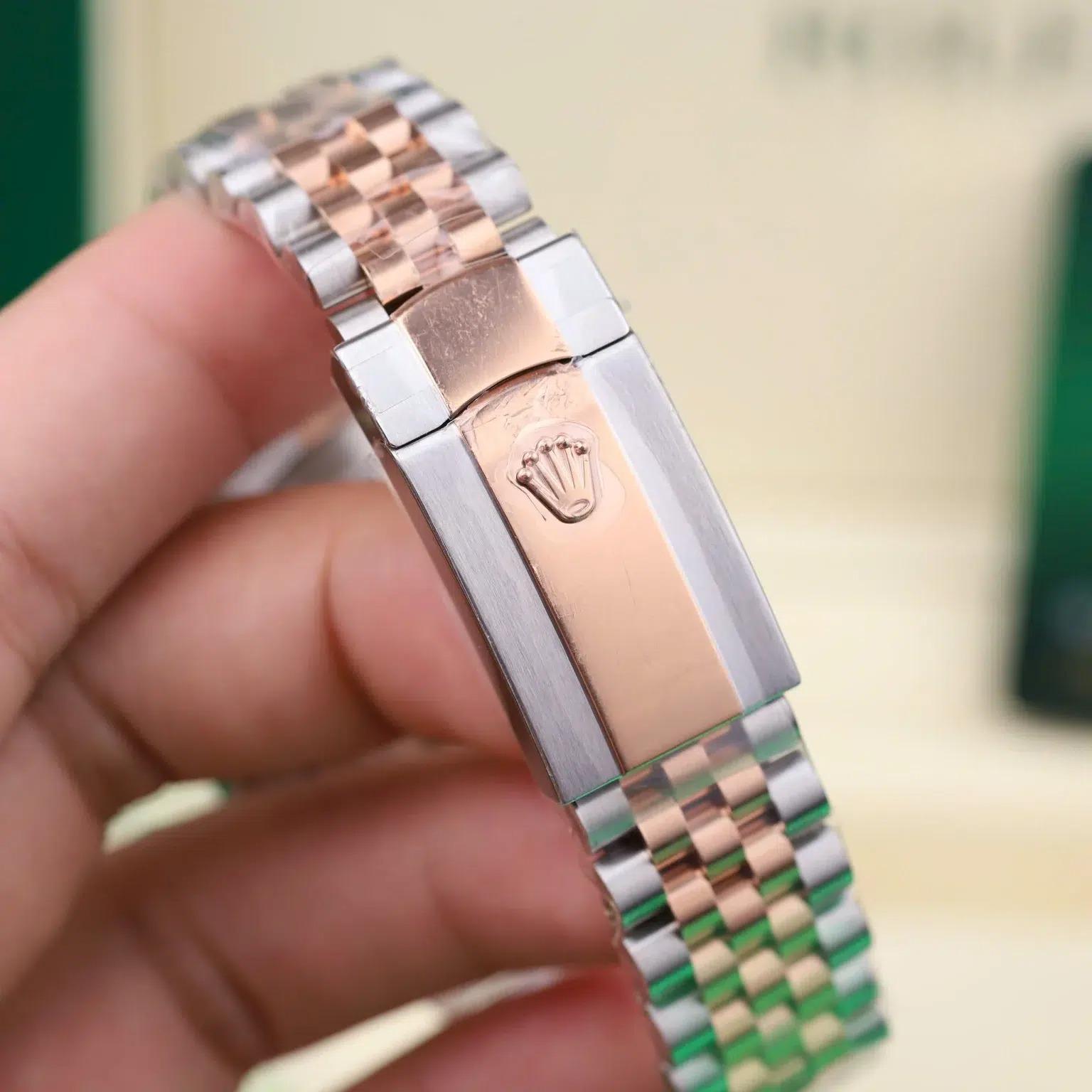 Rolex Datejust 126331 Steel & Rose Gold Custom Black Mother of Pearl Dial Moissanite Markers Jubilee 11 Best Edition 41mm