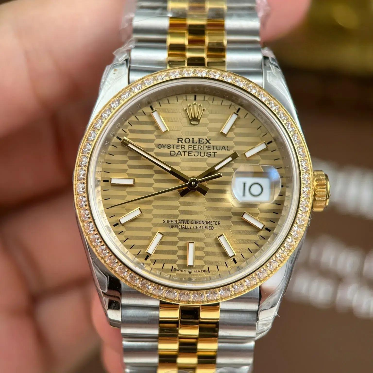 Rolex Datejust 126283RBR SteelYellow Gold Fluted-Motif Dial Diamond Bezel Jubilee Bracelet Best Replica VSF 36mm