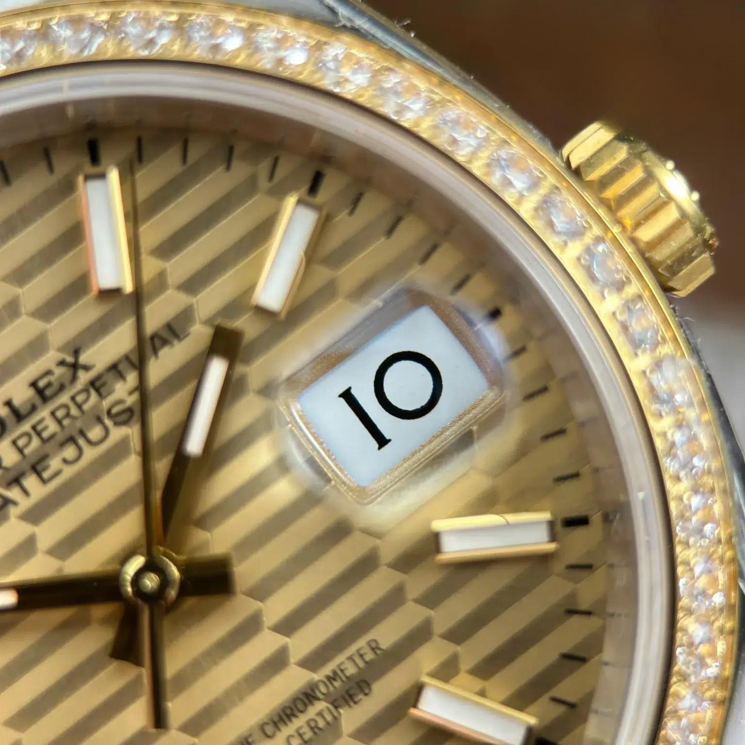 Rolex Datejust 126283RBR SteelYellow Gold Fluted-Motif Dial Diamond Bezel Jubilee Bracelet Best Replica VSF 36mm