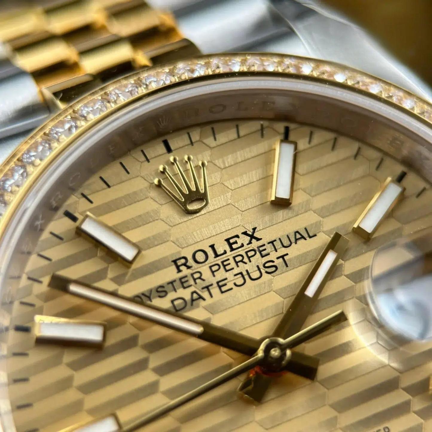 Rolex Datejust 126283RBR SteelYellow Gold Fluted-Motif Dial Diamond Bezel Jubilee Bracelet Best Replica VSF 36mm