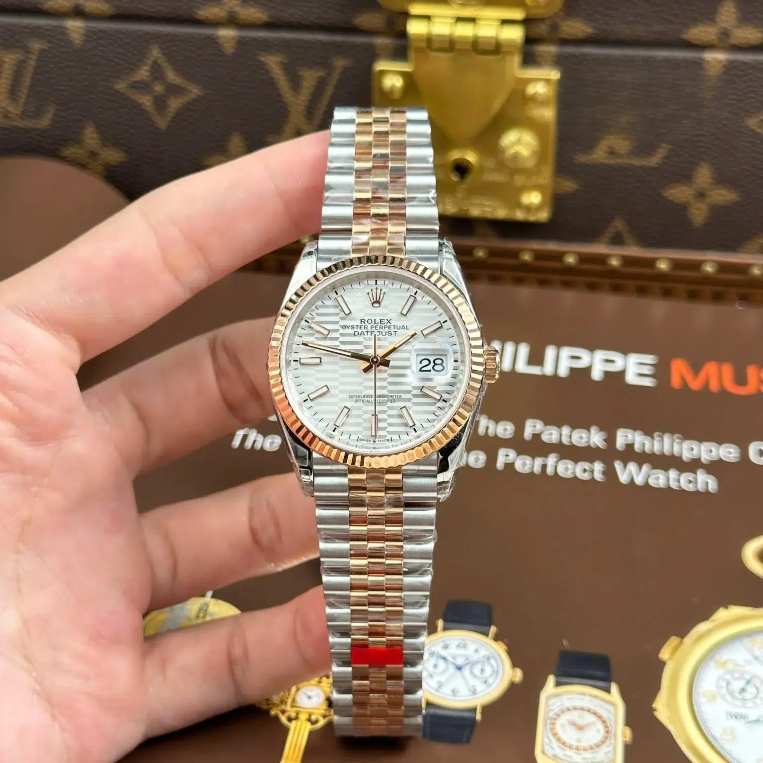 Rolex Datejust 126231 Two Tone Rose Gold Silver Fluted-Motif Luminous Dial Jubilee Bracelet 11 Best Replica 36mm