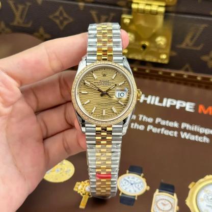 Rolex Datejust 126283RBR SteelYellow Gold Fluted-Motif Dial Diamond Bezel Jubilee Bracelet Best Replica VSF 36mm