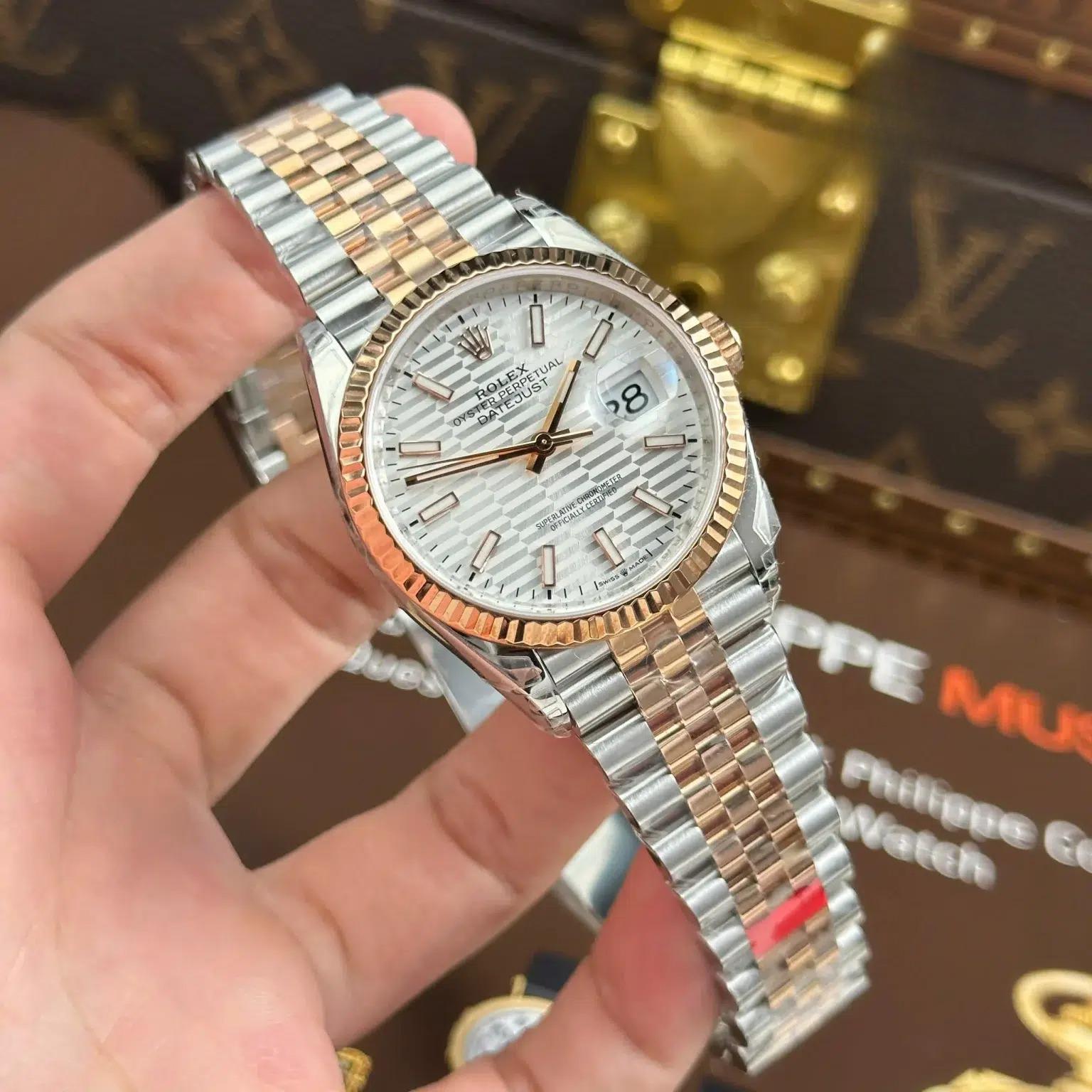 Rolex Datejust 126231 Two Tone Rose Gold Silver Fluted-Motif Luminous Dial Jubilee Bracelet 11 Best Replica 36mm