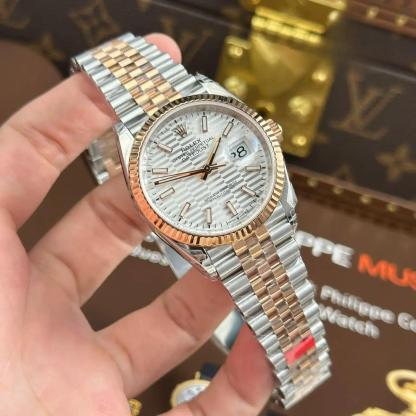 Rolex Datejust 126231 Two Tone Rose Gold Silver Fluted-Motif Luminous Dial Jubilee Bracelet 11 Best Replica 36mm