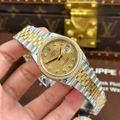 Rolex Datejust 126283RBR Two Tone Yellow Gold Fluted-Motif Diamond Dial Diamond Bezel Jubilee 11 Best Replica VSF 36mm