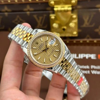 Rolex Datejust 126283RBR SteelYellow Gold Fluted-Motif Dial Diamond Bezel Jubilee Bracelet Best Replica VSF 36mm
