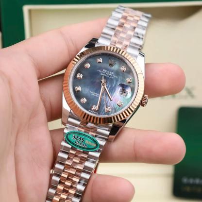 Rolex Datejust 126331 Steel & Rose Gold Custom Black Mother of Pearl Dial Moissanite Markers Jubilee 11 Best Edition 41mm