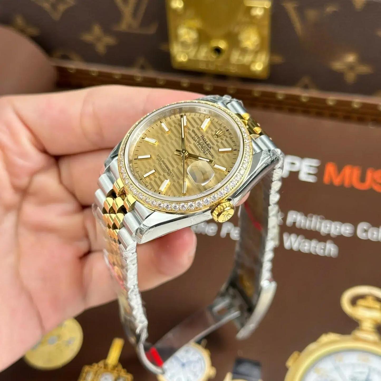 Rolex Datejust 126283RBR SteelYellow Gold Fluted-Motif Dial Diamond Bezel Jubilee Bracelet Best Replica VSF 36mm