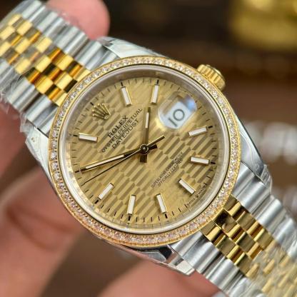 Rolex Datejust 126283RBR SteelYellow Gold Fluted-Motif Dial Diamond Bezel Jubilee Bracelet Best Replica VSF 36mm