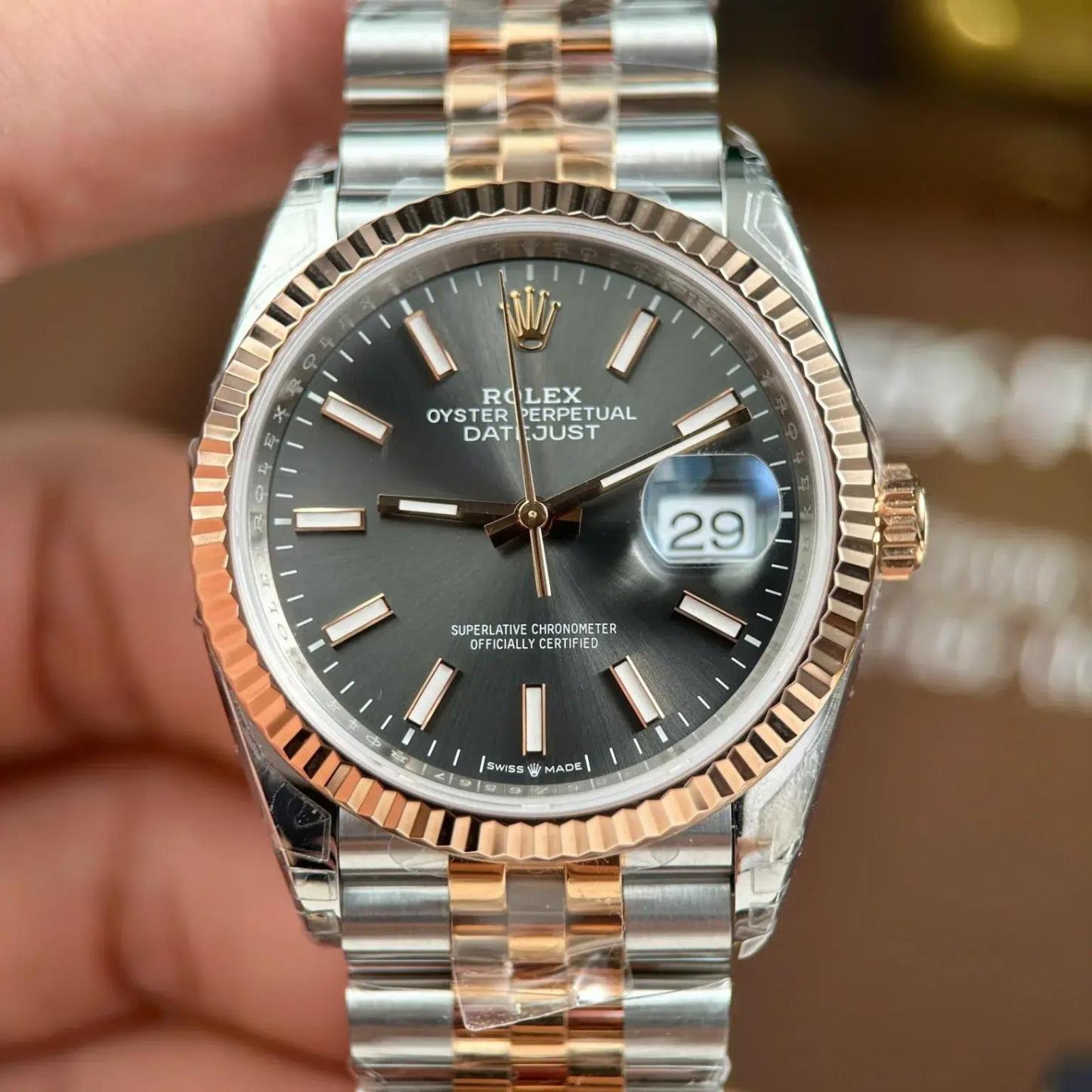 Rolex Datejust 126231 Rose GoldSteel Slate Index Dial Jubilee Bracelet 11 Best Replica 36mm