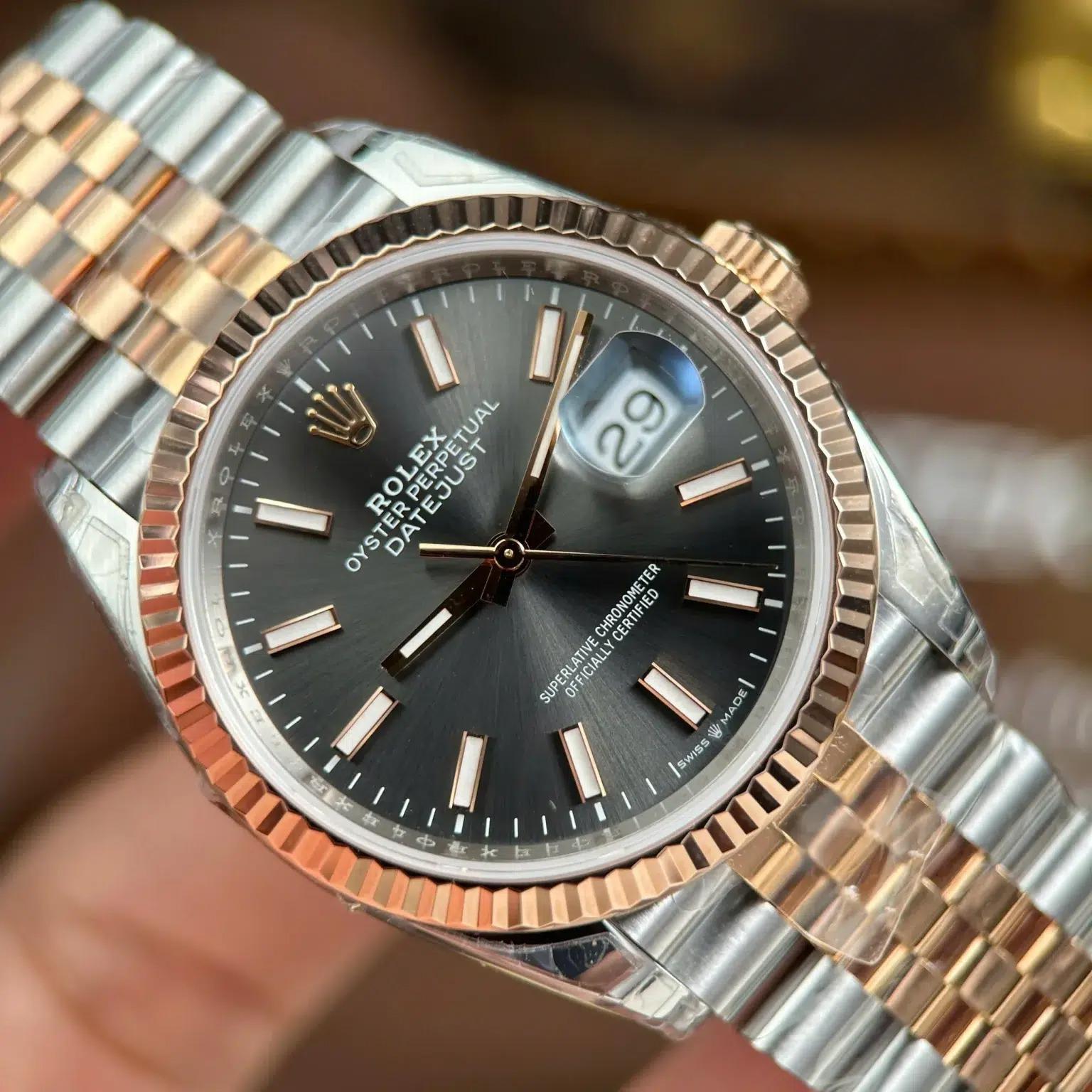 Rolex Datejust 126231 Rose GoldSteel Slate Index Dial Jubilee Bracelet 11 Best Replica 36mm