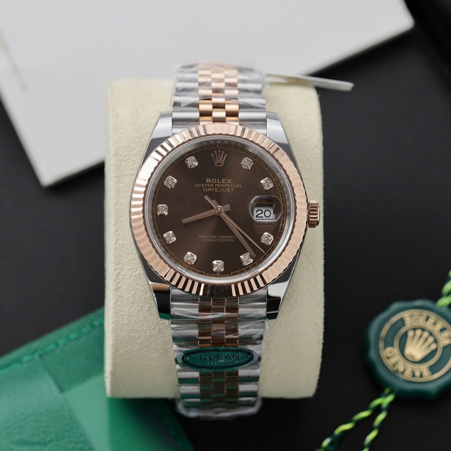 Rolex Datejust 126331-0004 Two Tone Rose Gold Chocolate Diamond Dial Jubilee Bracelet Best Replica Clean Factory 41mm