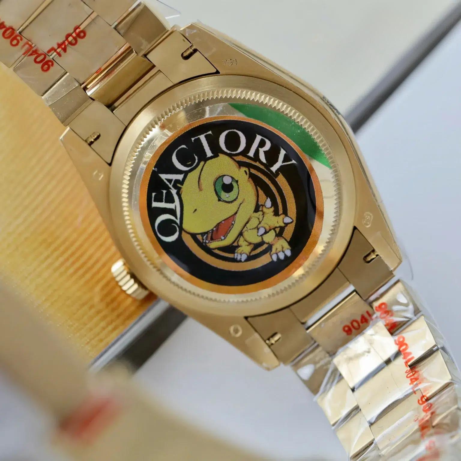 Rolex Day-Date 128238-0130 Yellow Gold Bright Green Diamond-set Dial Super Clone QF 36mm