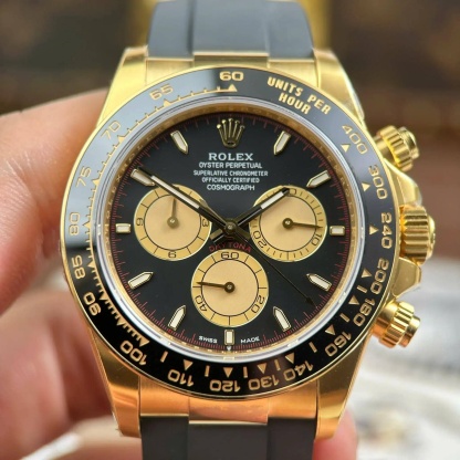 Rolex Daytona 126518LN Yellow Gold Intense Black & Champagne-Colour Dial Oysterflex Bracelet Best Replica VSF 40mm