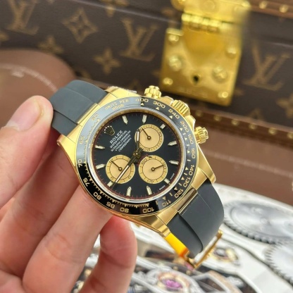 Rolex Daytona 126518LN Yellow Gold Intense Black & Champagne-Colour Dial Oysterflex Bracelet Best Replica VSF 40mm