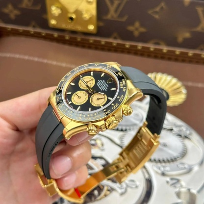 Rolex Daytona 126518LN Yellow Gold Intense Black & Champagne-Colour Dial Oysterflex Bracelet Best Replica VSF 40mm