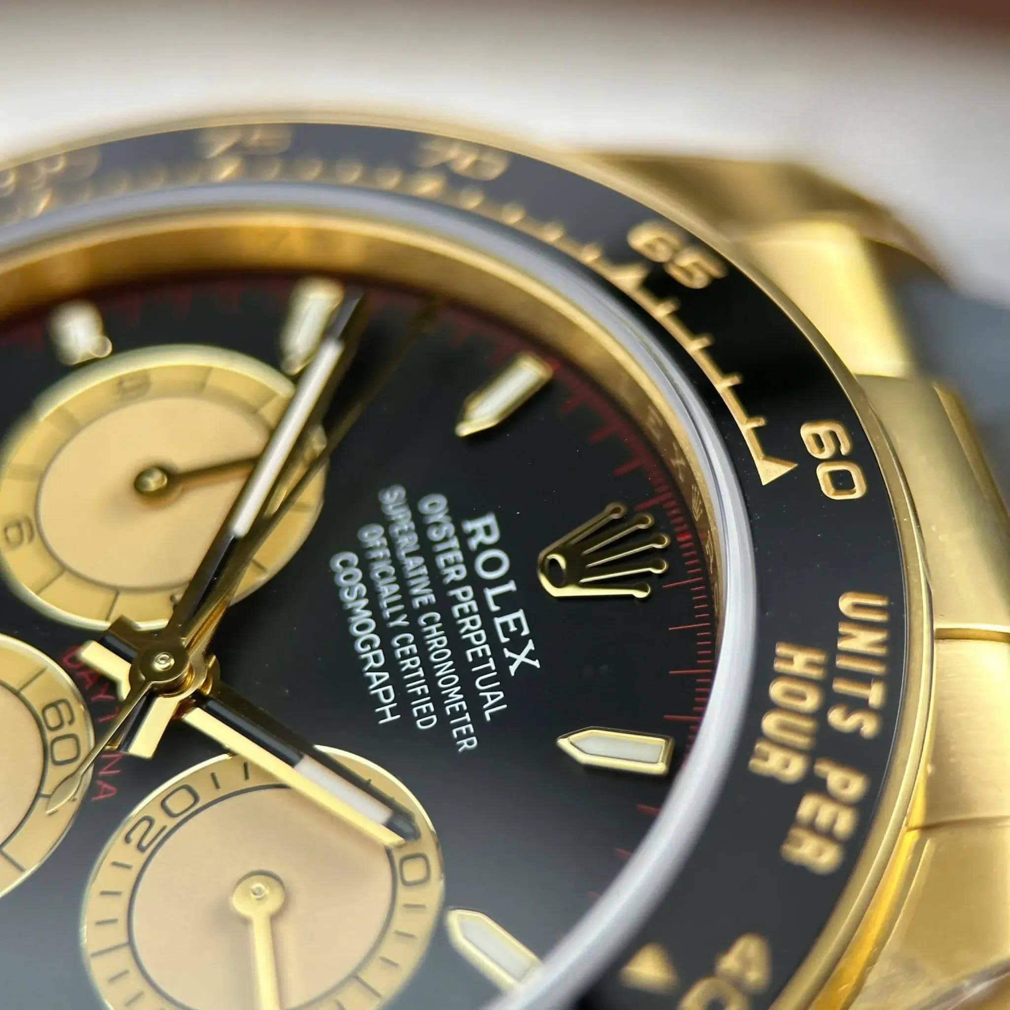 Rolex Daytona 126518LN Yellow Gold Intense Black & Champagne-Colour Dial Oysterflex Bracelet Best Replica VSF 40mm