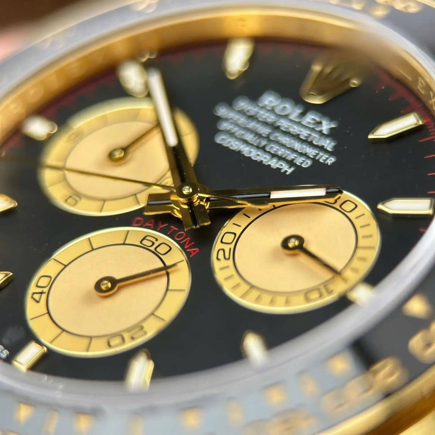 Rolex Daytona 126518LN Yellow Gold Intense Black & Champagne-Colour Dial Oysterflex Bracelet Best Replica VSF 40mm
