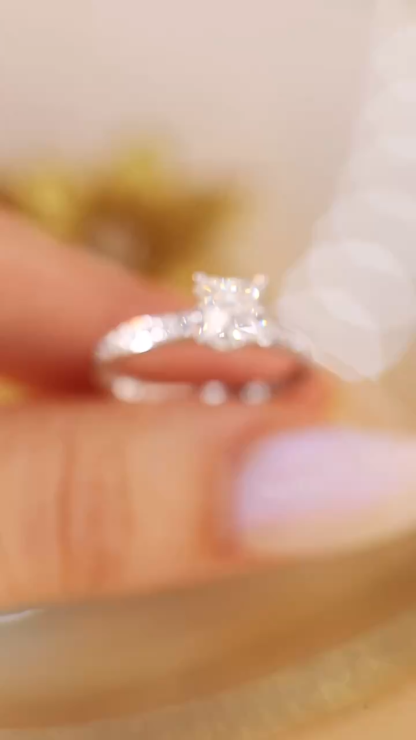 10K Gold Princess Elegance · 1ct Lab Grown Princess Cut Diamond Ring with Accent Stones
