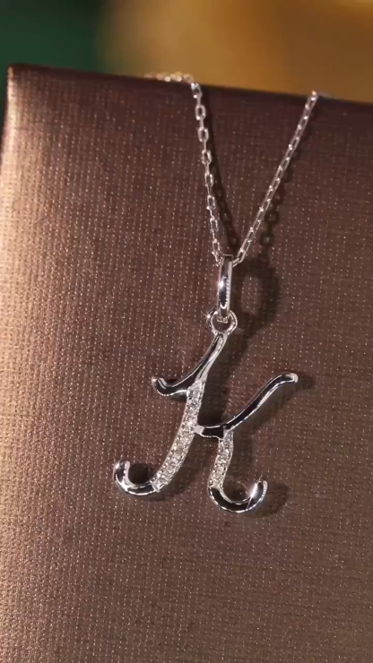 18k Gold Necklace with the Letter "K" Inlaid with 0.05ct Natural Diamond