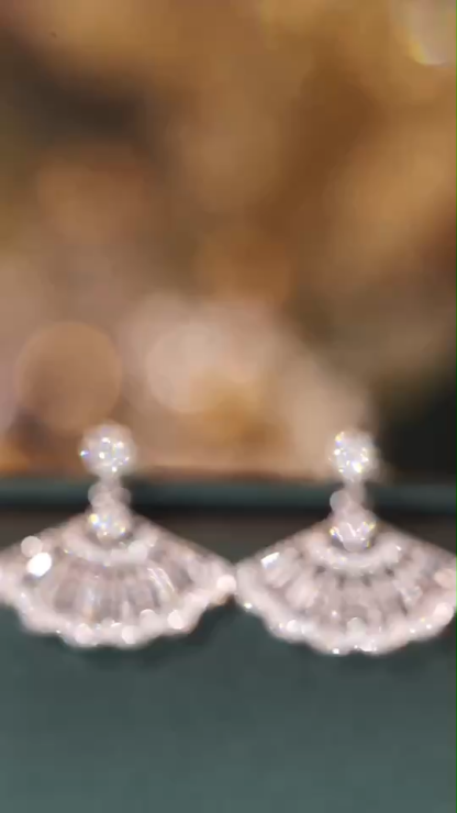 18k Gold Earrings, Studded with 0.78ct Natural Diamond 