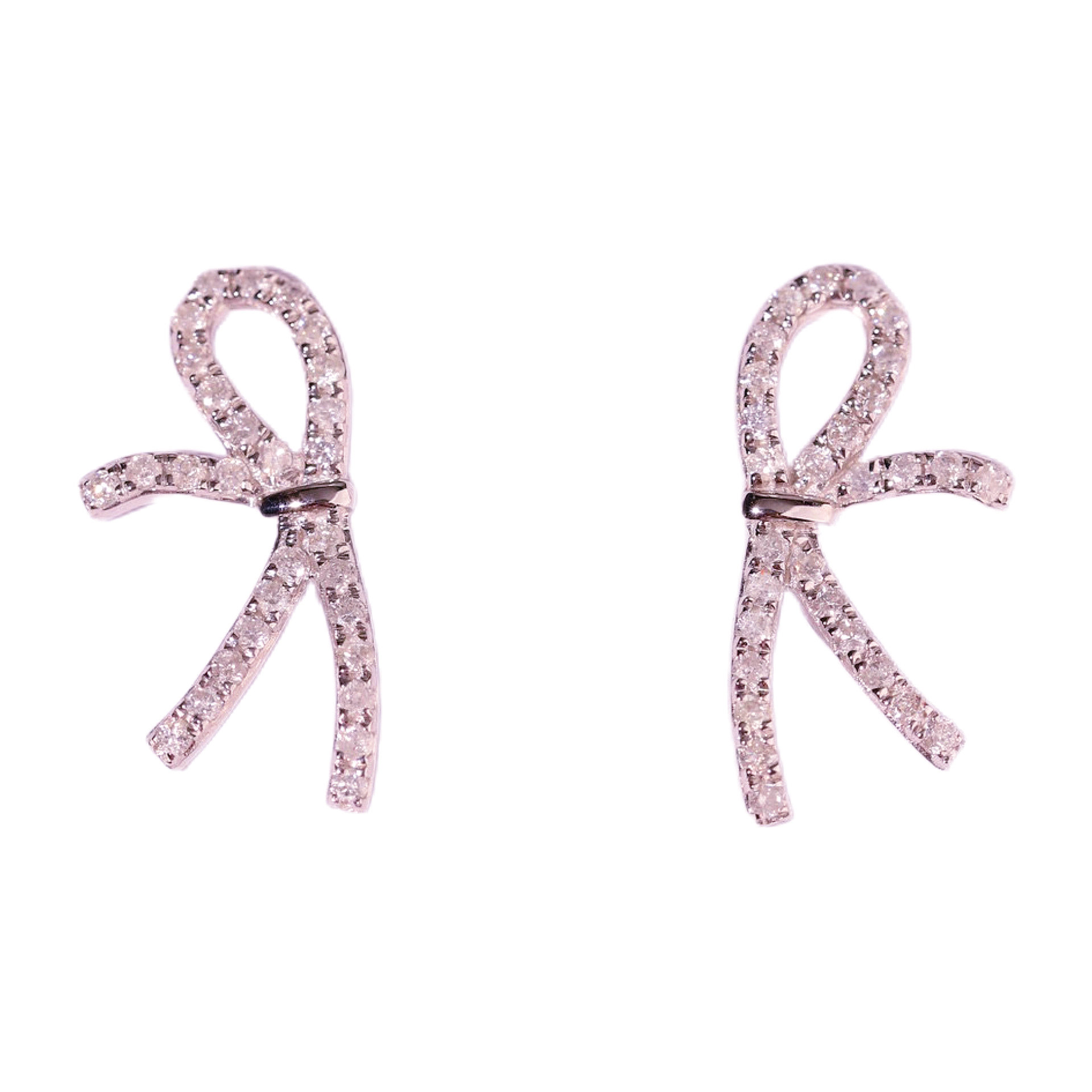 18k gold earrings with a bow design, featuring a natural diamond of 0.20carats.