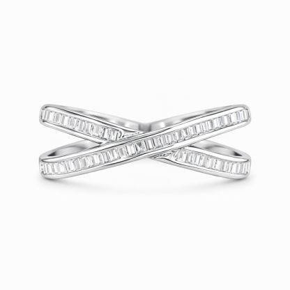 18k gold ring set with a natural diamond; the diamond features a Tapered Baguette cut and weighs 0.40 carats.