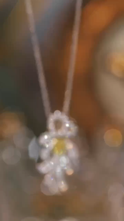 18k Gold Diamond Necklace with Yellow Diamonds, Natural Diamonds totaling 0.50ct