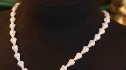 18k Gold Necklace with Luxury Diamond-Set Evening Gown Chain; Natural Diamonds totaling 8.50ct