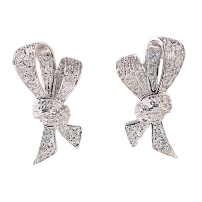 Bow tie 18K Gold Natural Diamond Stud Earrings | Cluster-Set 0.52CT Diamonds 