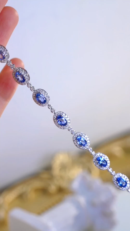 18k Gold Bracelet with Luxuriously Set Sapphires and Diamonds totaling  8.50ct