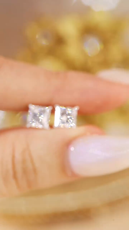[Copy]10K Gold Timeless Grace · 2ct Emerald Cut Bezel Set Lab Grown Diamond Earrings