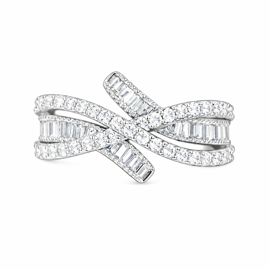 18k gold ring set with a natural diamond; the diamond features a Tapered Baguette cut and weighs 0.60 carats.