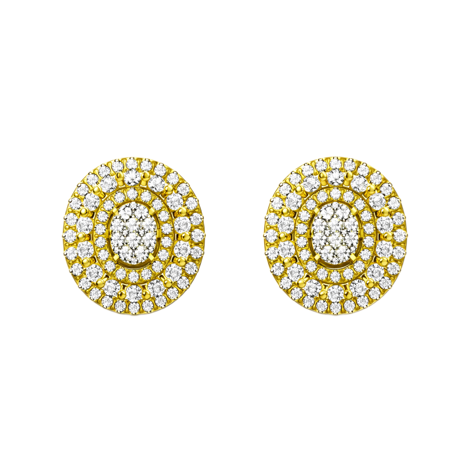 18K Gold Natural Diamond Stud Earrings | Cluster-Set 1.00 CTW Diamonds