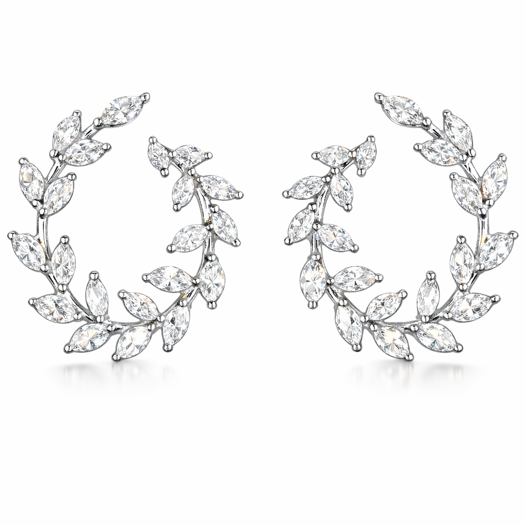 18k gold stud earrings set with 2.00ct natural diamond pear-shaped marquise diamonds