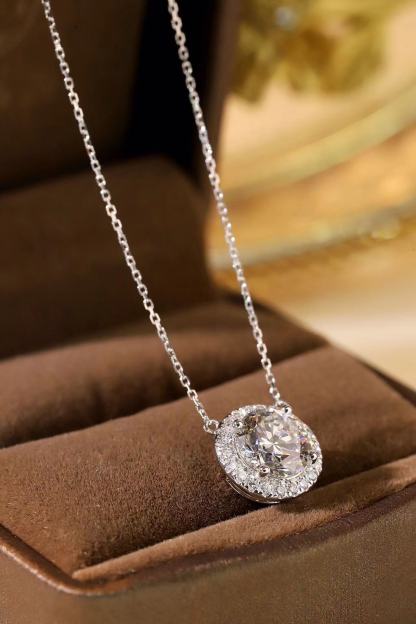 10K gold Radiant Halo · 2ct Lab Grown Diamond Pendant with 0.18ct Accent
