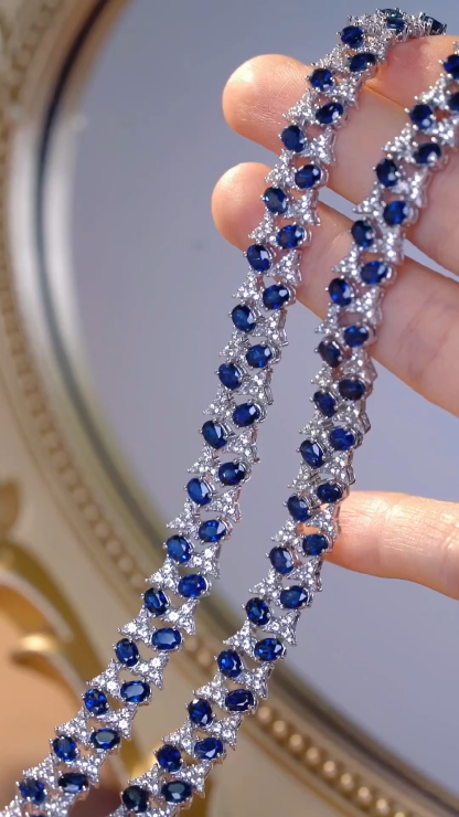 18k Gold Bracelet with Luxuriously Set Sapphires and Diamonds totaling 13.50ct