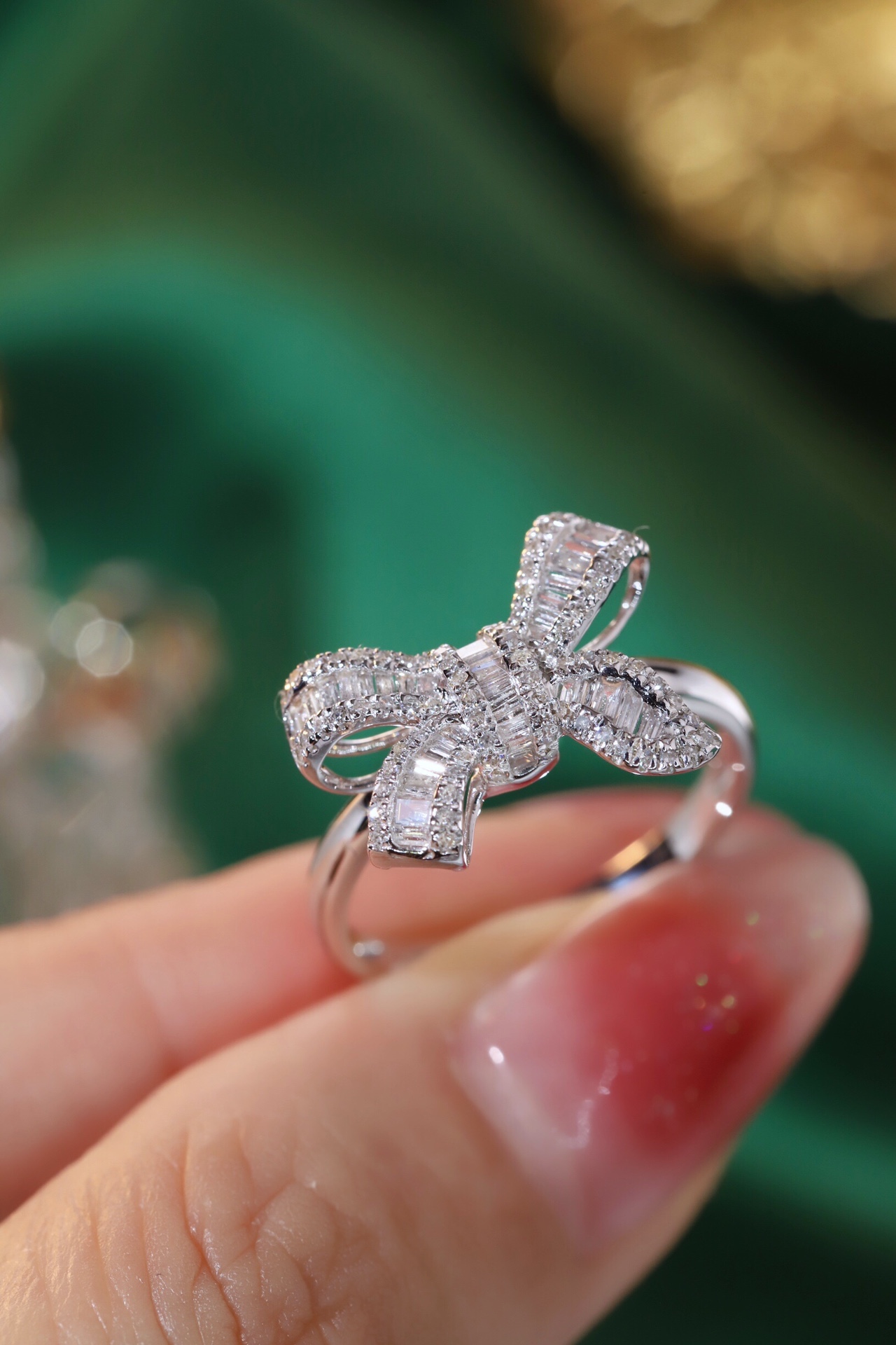 18K Gold 0.5ct Natural Diamond Butterfly Ring Luxury Wedding Jewelry for Women