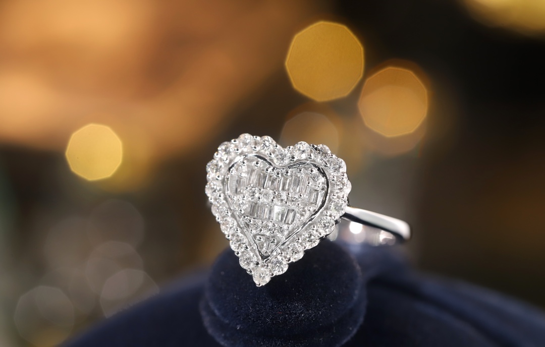18K Gold 1.0ct Natural Diamond Heart ring Luxury Wedding Jewelry for Women