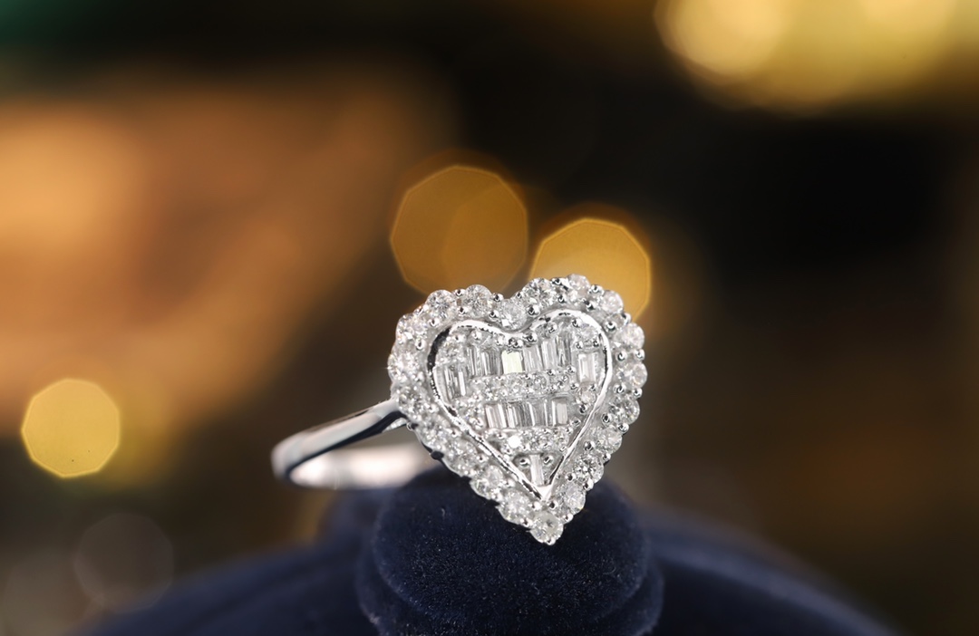 18K Gold 1.0ct Natural Diamond Heart ring Luxury Wedding Jewelry for Women