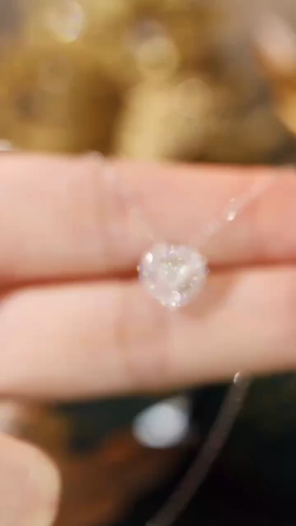 18k Gold Necklace with Heart Design, Natural Diamond 0.30ct