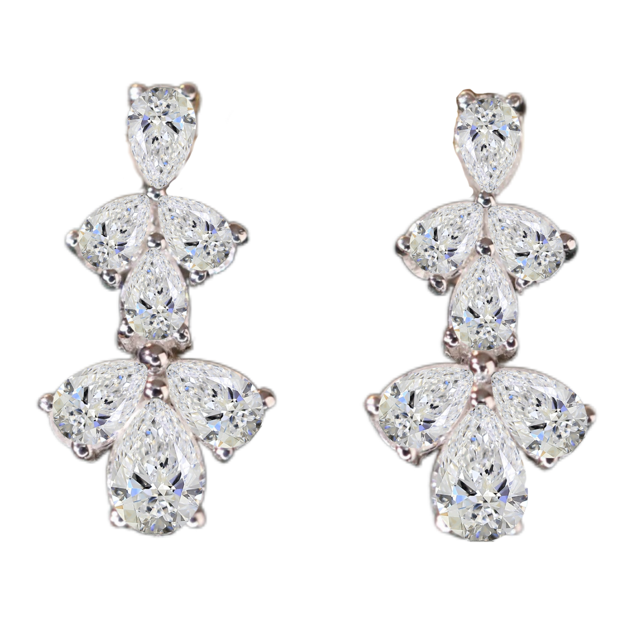 18k gold stud earrings set with 0.80ct natural diamond pear-shaped diamonds