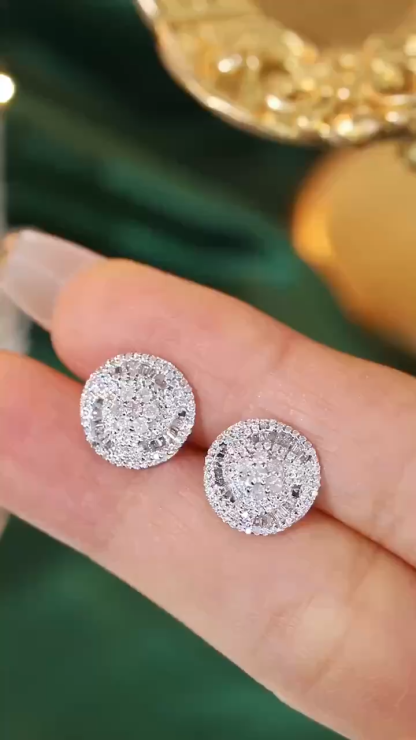 18k Gold Earrings, Studded with 0.80ct Natural Diamond 