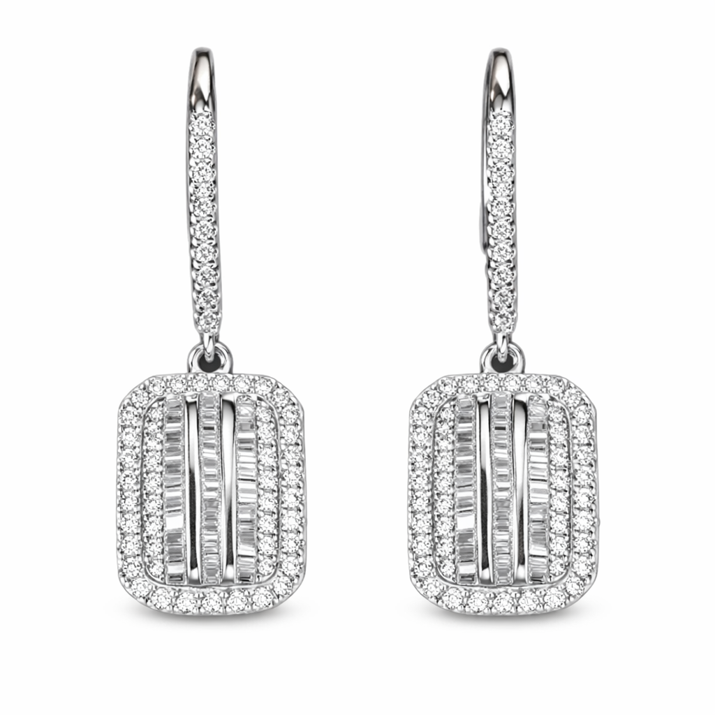 18k Gold Earrings, Studded with 0.50ct Natural Diamond 