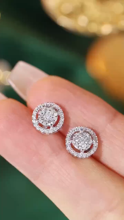 18k Gold Earrings, Studded with 0.60ct Natural Diamond 