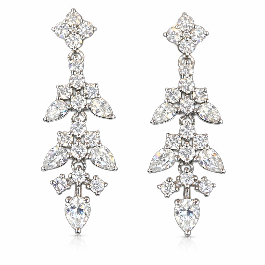 18k gold stud earrings set with 1.30ct natural diamond pear-shaped diamonds