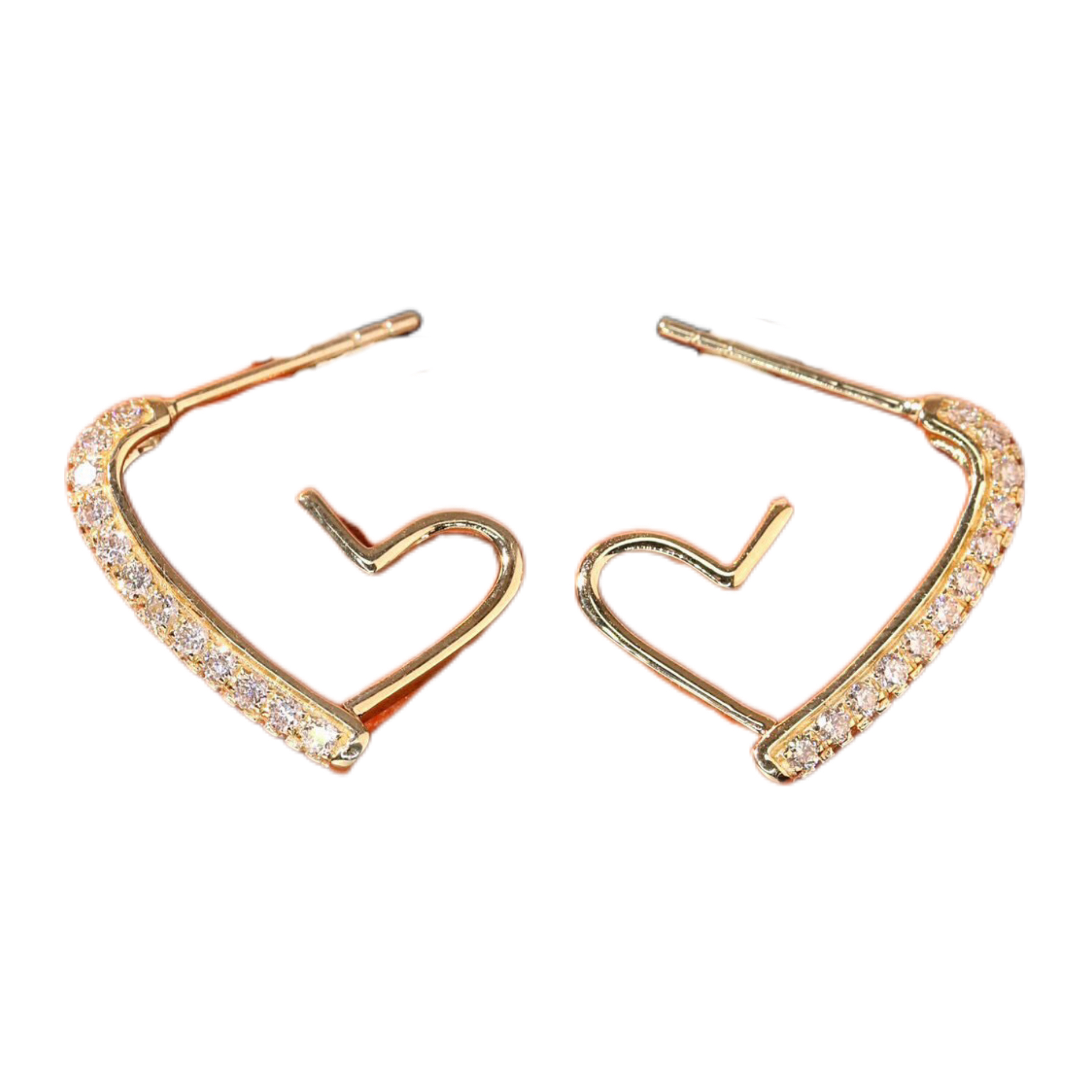 18k Gold Earrings, Studded with 0.66ct Natural Diamond 