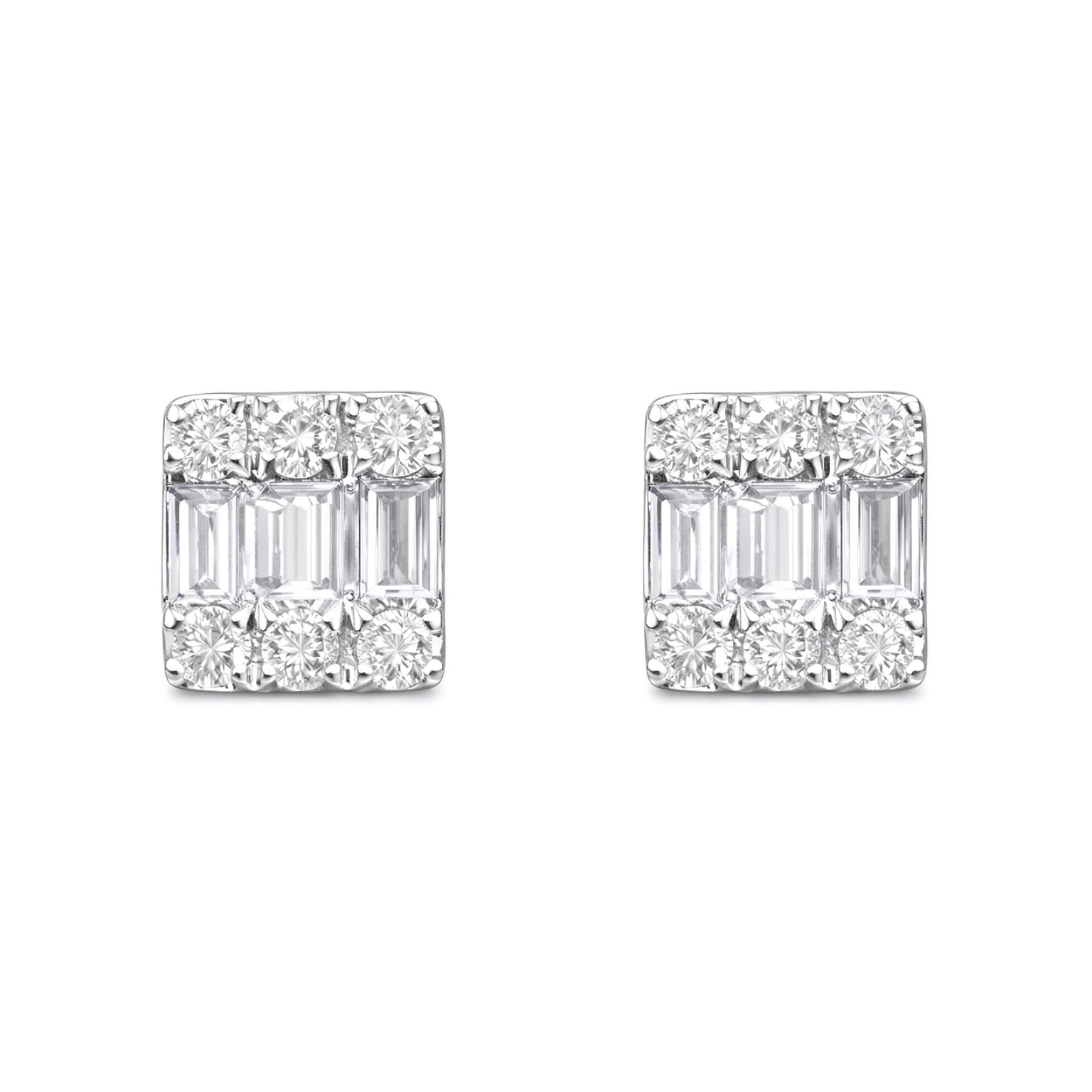 18k Gold Earrings, Studded with 0.16ct Natural Diamond 