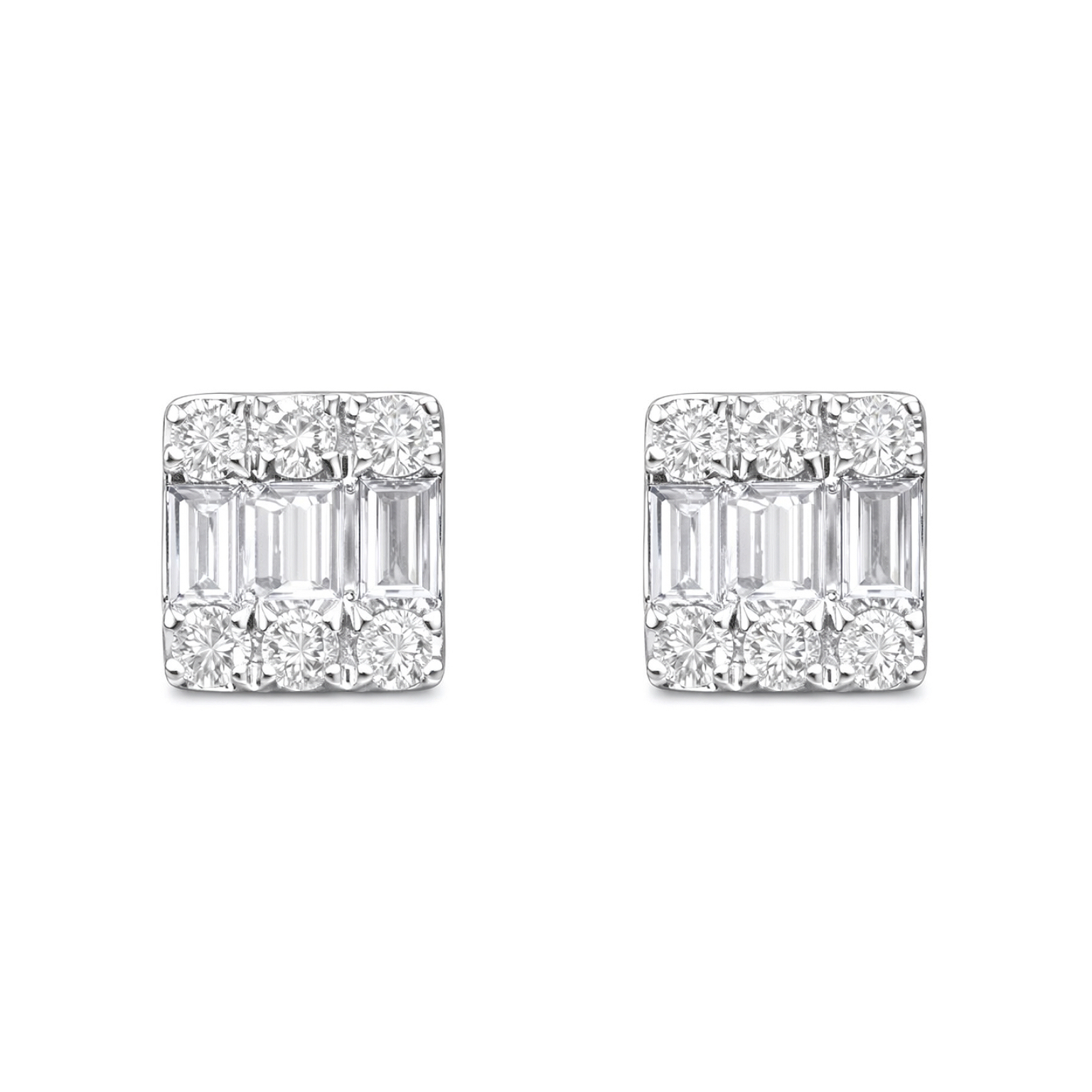 Leaves 18K Gold Natural Diamond Stud Earrings | Cluster-Set 0.24CT Diamonds
